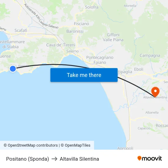 Positano (Bank) to Altavilla Silentina map