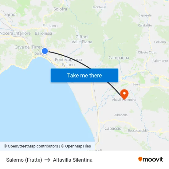 Salerno (Fratte) to Altavilla Silentina map