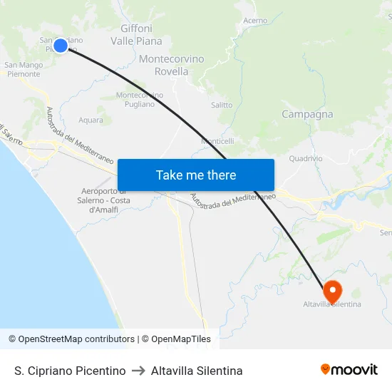 San Cipriano Picentino to Altavilla Silentina map