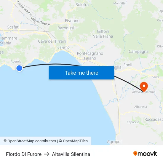 Furore Fjord to Altavilla Silentina map