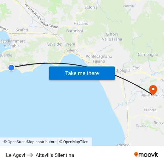 Le Agavi to Altavilla Silentina map