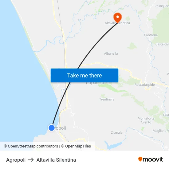 Agropoli to Altavilla Silentina map