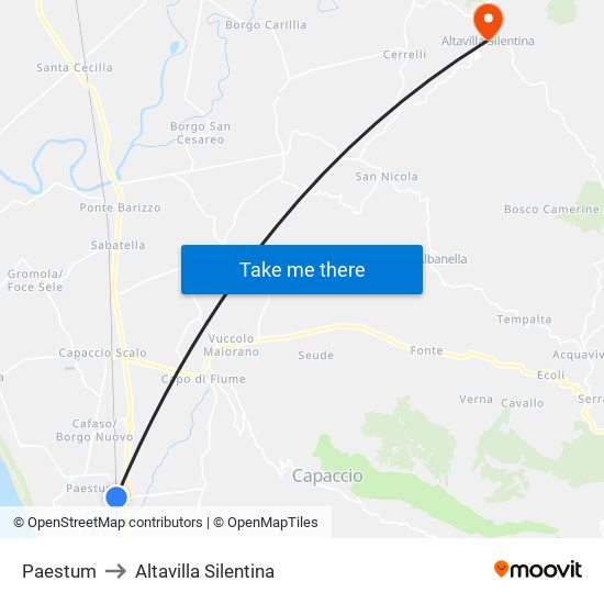 Paestum to Altavilla Silentina map