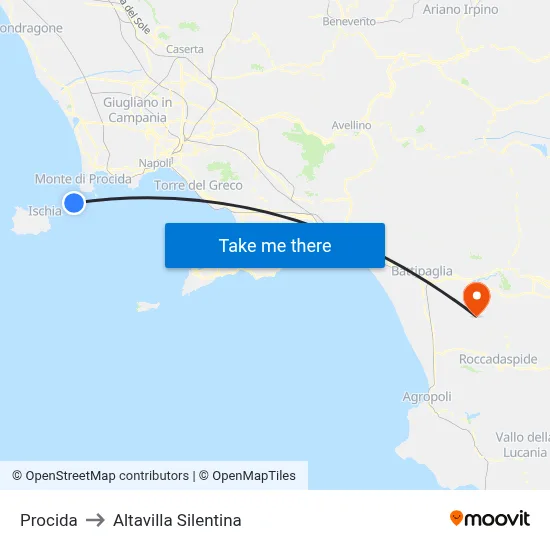 Procida to Altavilla Silentina map