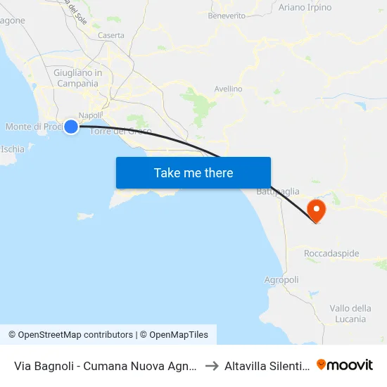 Via Bagnoli - New Cumana Agnano to Altavilla Silentina map