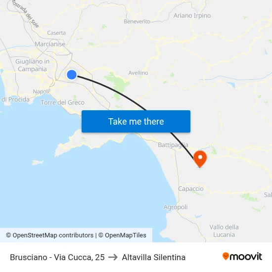 Brusciano - Via Cucca, 25 to Altavilla Silentina map