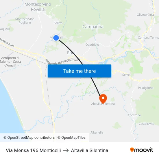 Via Mensa 196 Monticelli to Altavilla Silentina map
