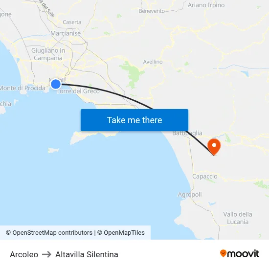 Arcoleo to Altavilla Silentina map