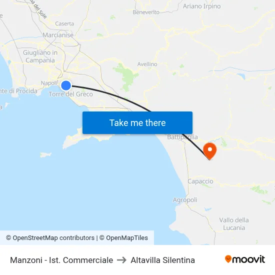 Manzoni - Commercial Institute to Altavilla Silentina map