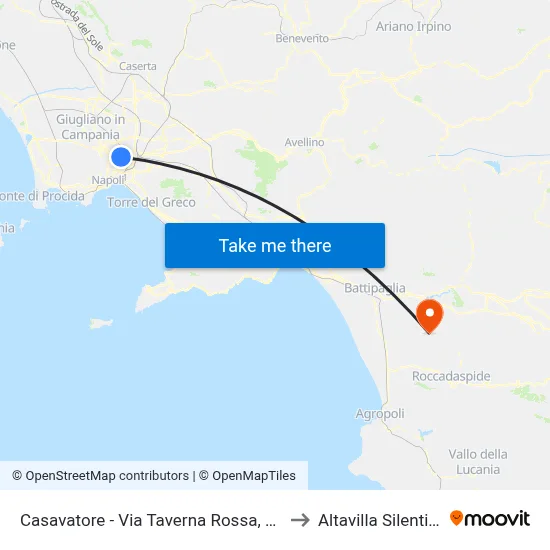 Casavatore - Via Taverna Rossa, 153 to Altavilla Silentina map