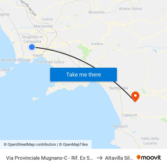 Via Provinciale Mugnano-C - Rif. Ex Stazione Alifana to Altavilla Silentina map