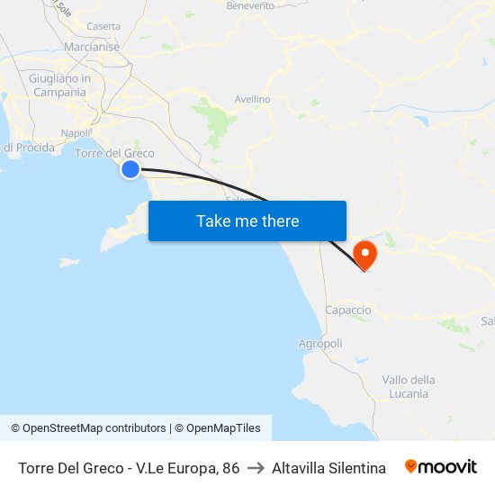 Torre Del Greco - V.Le Europa, 86 to Altavilla Silentina map