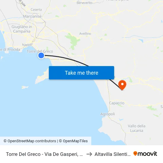 Torre Del Greco - De Gasperi Street, 130 to Altavilla Silentina map