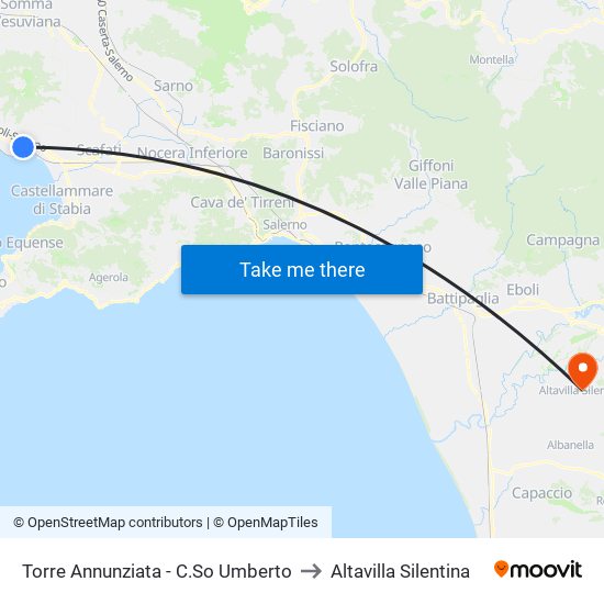 Torre Annunziata - C.So Umberto to Altavilla Silentina map