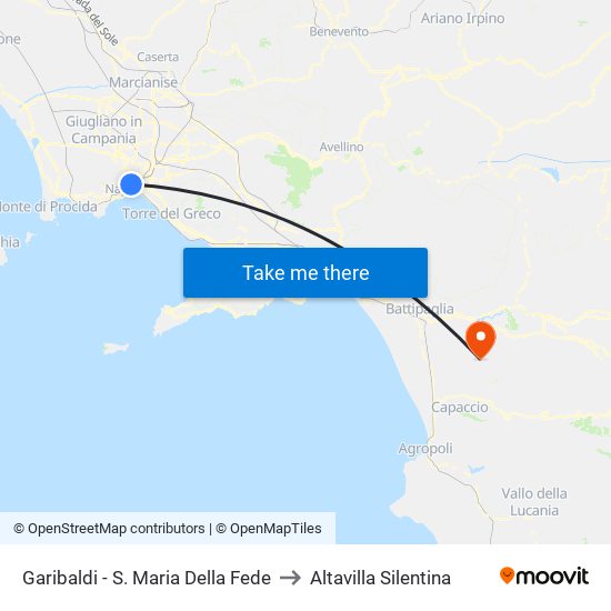 Garibaldi - S. Maria Della Fede to Altavilla Silentina map