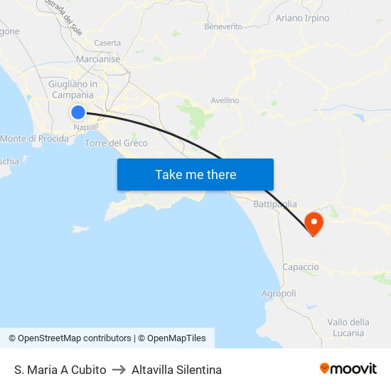 S. Maria A Cubito to Altavilla Silentina map