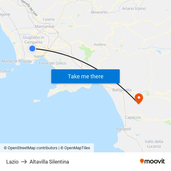 Lazio to Altavilla Silentina map
