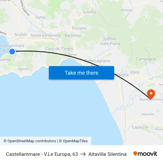 Castellammare - Europa Avenue, 63 to Altavilla Silentina map