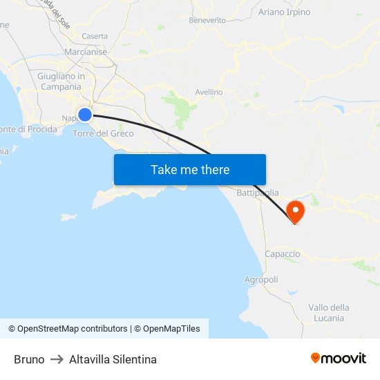 Bruno to Altavilla Silentina map