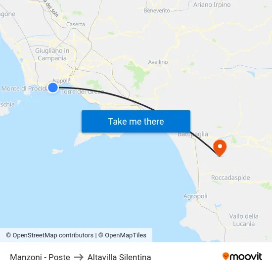 Manzoni - Post Office to Altavilla Silentina map