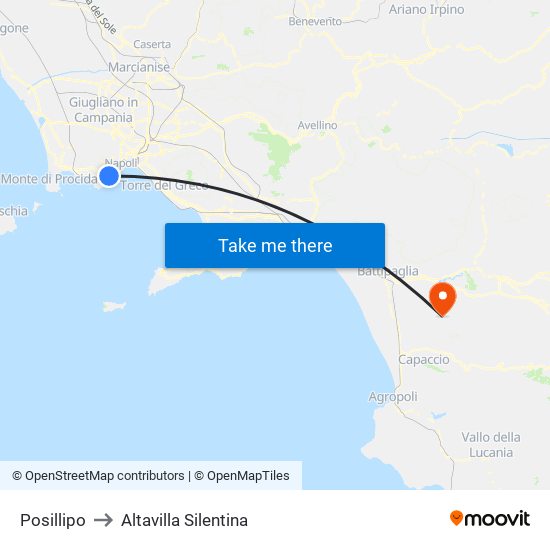 Posillipo to Altavilla Silentina map