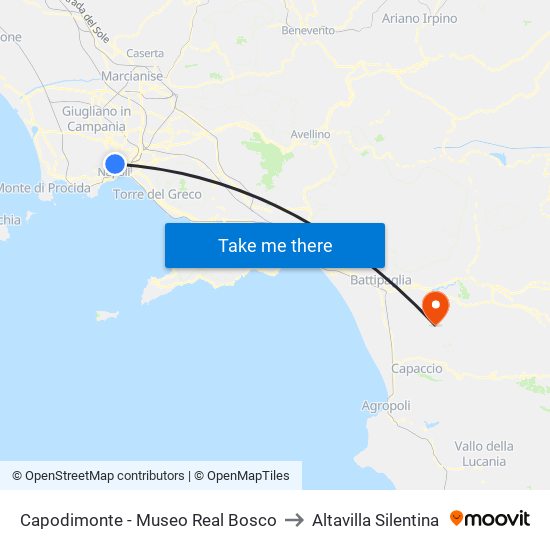 Capodimonte - Museo Real Bosco to Altavilla Silentina map