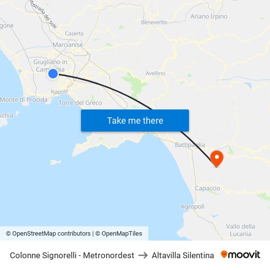 Colonne Signorelli - Metronordest to Altavilla Silentina map
