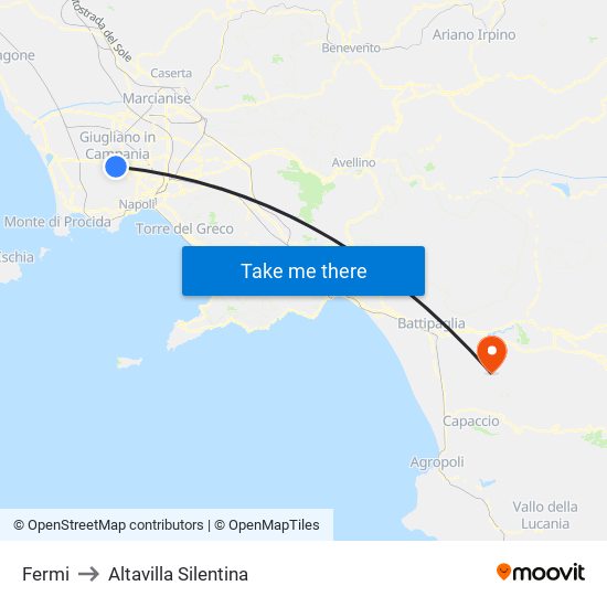 Fermi to Altavilla Silentina map