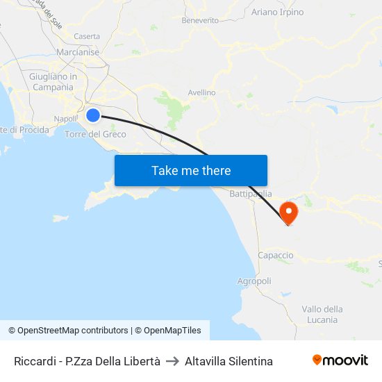 Riccardi - P.Zza Della Libertà to Altavilla Silentina map