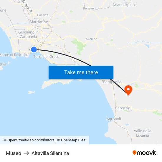 Museo to Altavilla Silentina map