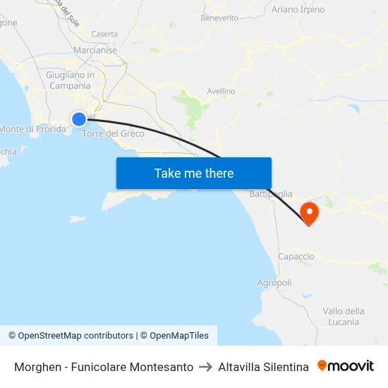 Morghen - Montesanto Funicular to Altavilla Silentina map