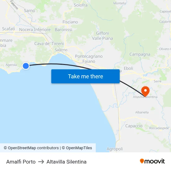 Amalfi Port to Altavilla Silentina map