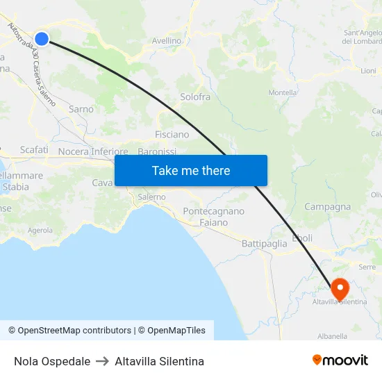 Nola Hospital to Altavilla Silentina map