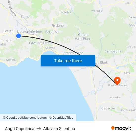 Angri Terminal to Altavilla Silentina map