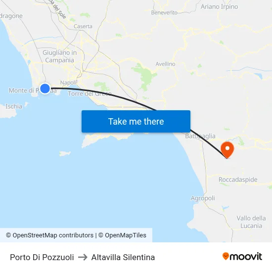 Port of Pozzuoli to Altavilla Silentina map