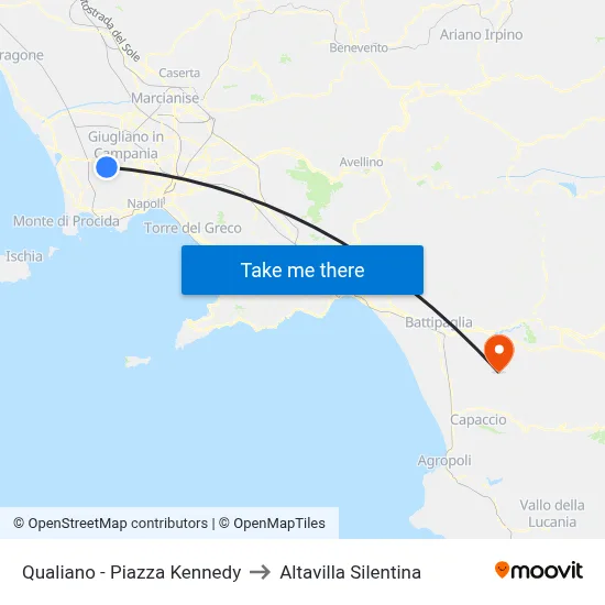 Qualiano - Piazza Kennedy to Altavilla Silentina map