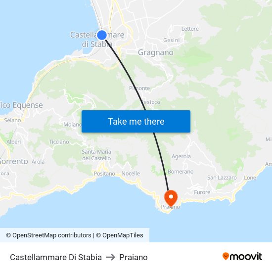 Castellammare Di Stabia to Praiano map