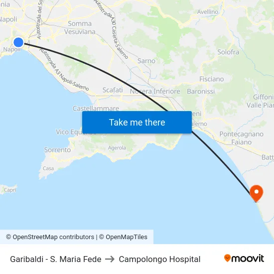 Garibaldi - Santa Maria Fede to Campolongo Hospital map