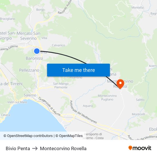 Bivio Penta to Montecorvino Rovella map