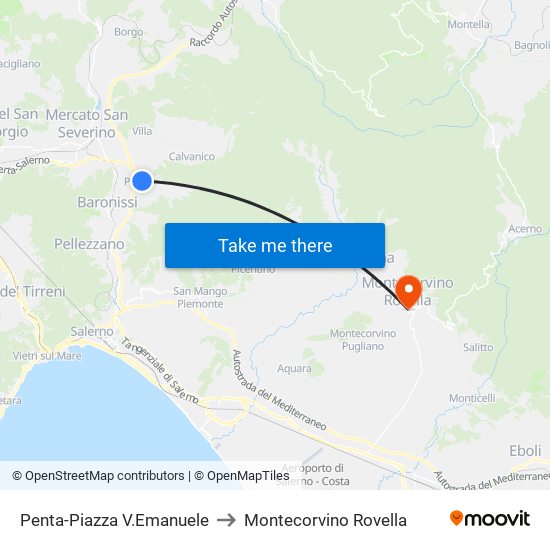 Penta-Piazza V.Emanuele to Montecorvino Rovella map