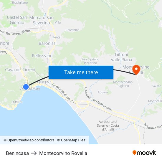 Benincasa to Montecorvino Rovella map