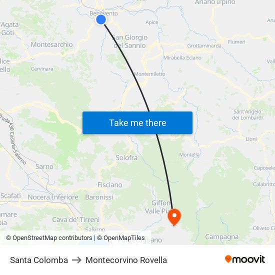 Santa Colomba to Montecorvino Rovella map