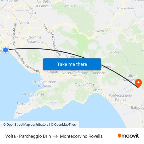 Volta - Parcheggio Brin to Montecorvino Rovella map