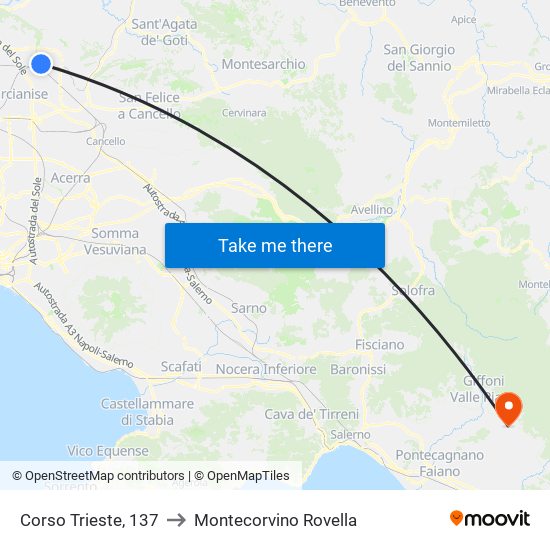 Corso Trieste, 137 to Montecorvino Rovella map