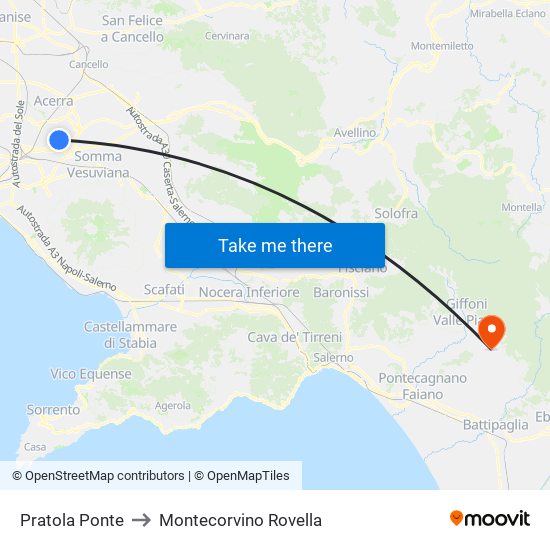 Pratola Ponte to Montecorvino Rovella map