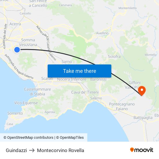 Guindazzi to Montecorvino Rovella map