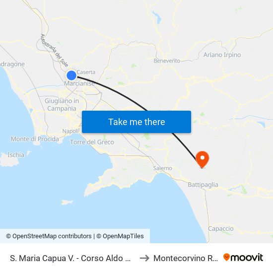 S. Maria Capua V. - Corso Aldo Moro, 239 to Montecorvino Rovella map