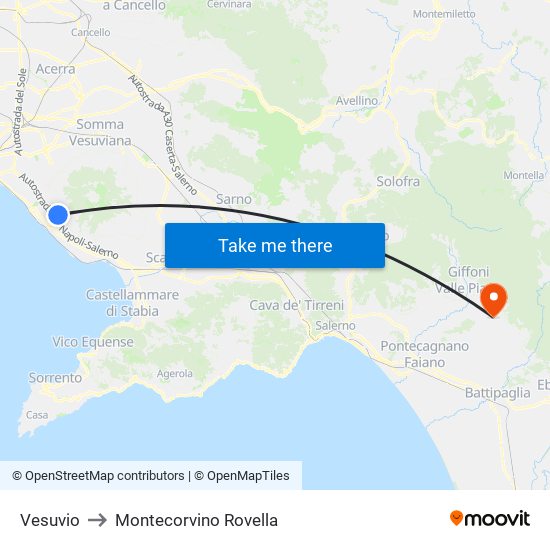 Vesuvio to Montecorvino Rovella map