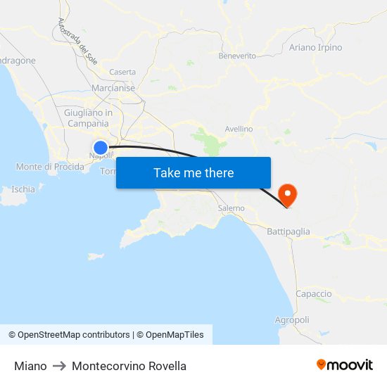 Miano to Montecorvino Rovella map