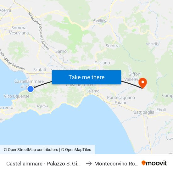 Castellammare - Palazzo S. Giuseppe to Montecorvino Rovella map